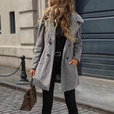 Tailored Double-Breasted Coat with Notched Lapel