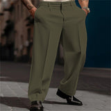 Pleated High-Waist Wide-Leg Trousers