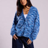 Textured Knit Cardigan with V-Neck and Button-Front