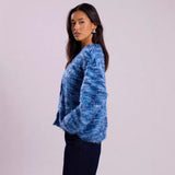 Textured Knit Cardigan with V-Neck and Button-Front