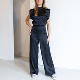 Sleeveless Wide-Leg Jumpsuit with Mock Neck