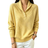 Shawl Collar Knit Sweater with Button Front and Long Sleeves