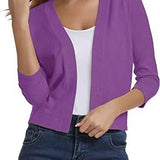 Cropped Open-Front Cardigan with Long Sleeves