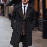 Tailored Double-Breasted Coat with Wide Lapel and Side Pockets