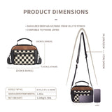 Checkerboard Crossbody Bag with Top Handle and Zip Pockets