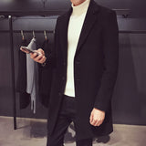 Slim Fit Single-Breasted Coat with Button Front and Lapel Collar