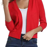 Cropped Open-Front Cardigan with Long Sleeves