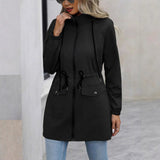 Hooded Zip-Front Jacket with Drawstring Waist and Flap Pockets