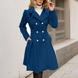 Tailored Double-Breasted A-Line Coat with Button-Front