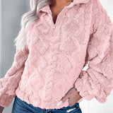 Sherpa Fleece Half-Zip Pullover with Balloon Sleeve