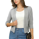 Cropped Open-Front Cardigan with Long Sleeves
