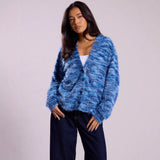 Textured Knit Cardigan with V-Neck and Button-Front