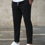 Drawstring Jogger Pants with Tapered Leg
