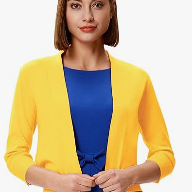 Cropped Open-Front Cardigan with Long Sleeves