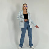 Tailored Plaid Blazer with Button-Front and Notched Lapel