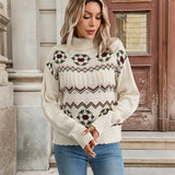 Fair Isle Cable Knit Turtleneck Sweater