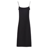 Satin Slip Midi Dress with Cowl Neck and Spaghetti Straps