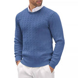 Textured Cable Knit Sweater with Round Neck