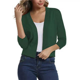 Cropped Open-Front Cardigan with Long Sleeves