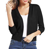 Cropped Open-Front Cardigan with Long Sleeves