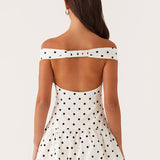 Polka Dot Off-Shoulder Sweetheart Mini Dress