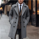 Tailored Double-Breasted Coat with Wide Lapel and Side Pockets