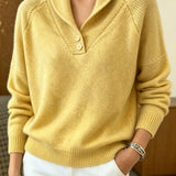 Shawl Collar Knit Sweater with Button Front and Long Sleeves