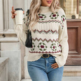 Fair Isle Cable Knit Turtleneck Sweater