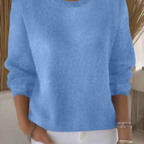 Oversized Crew Neck Knit Sweater with Ribbed Trim