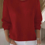 Oversized Crew Neck Knit Sweater with Ribbed Trim