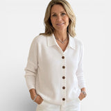 Women's Knit Cardigan Sweater – Collared Button-Front Long Sleeve Style for Everyday Wear