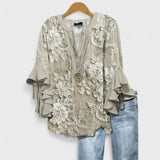 Serena | Elegant Floral Ruffle Sleeve Blouse Women Top