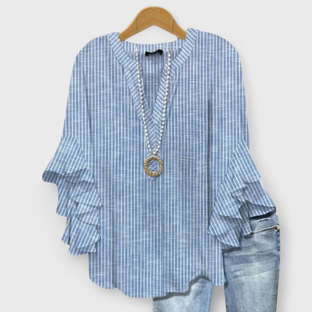 Serena | Elegant Floral Ruffle Sleeve Blouse Women Top