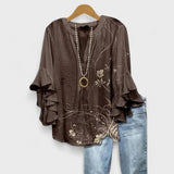 Serena | Elegant Floral Ruffle Sleeve Blouse Women Top