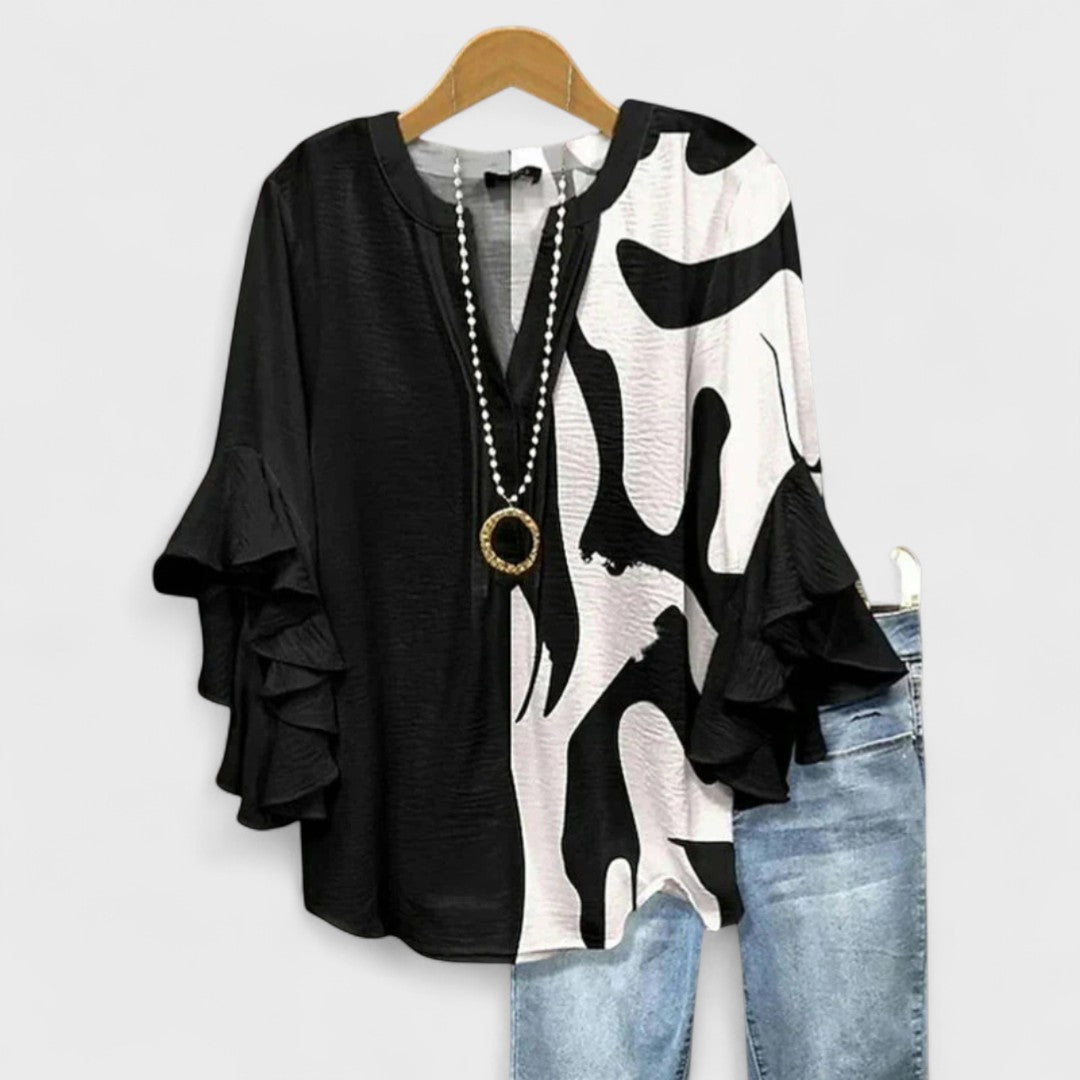 Serena | Elegant Floral Ruffle Sleeve Blouse Women Top