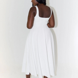 Square Neck A-Line Midi Dress with Wide Straps