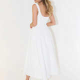 Square Neck A-Line Midi Dress with Wide Straps