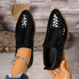 Women's Ankle Boots with Crocodile Embossed Finish Pointed Toe and Low Block Heel
