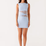 Bodycon Mini Dress with Lace Cut-Out Waist