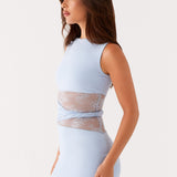 Bodycon Mini Dress with Lace Cut-Out Waist