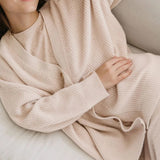 Oversized Ribbed Knit Cardigan with V-Neck and Button Front