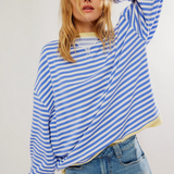 Striped Oversized Sweater with Contrast Trim