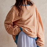 Striped Oversized Sweater with Contrast Trim