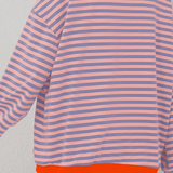 Striped Oversized Sweater with Contrast Trim