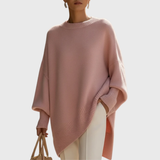 Oversized Poncho Sweater with Asymmetric Hem