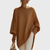 Oversized Poncho Sweater with Asymmetric Hem
