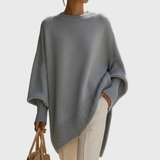 Oversized Poncho Sweater with Asymmetric Hem