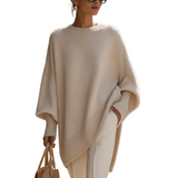 Oversized Poncho Sweater with Asymmetric Hem