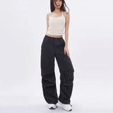 Wide-Leg Cargo Pants with Drawstring Waist