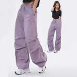 Wide-Leg Cargo Pants with Drawstring Waist